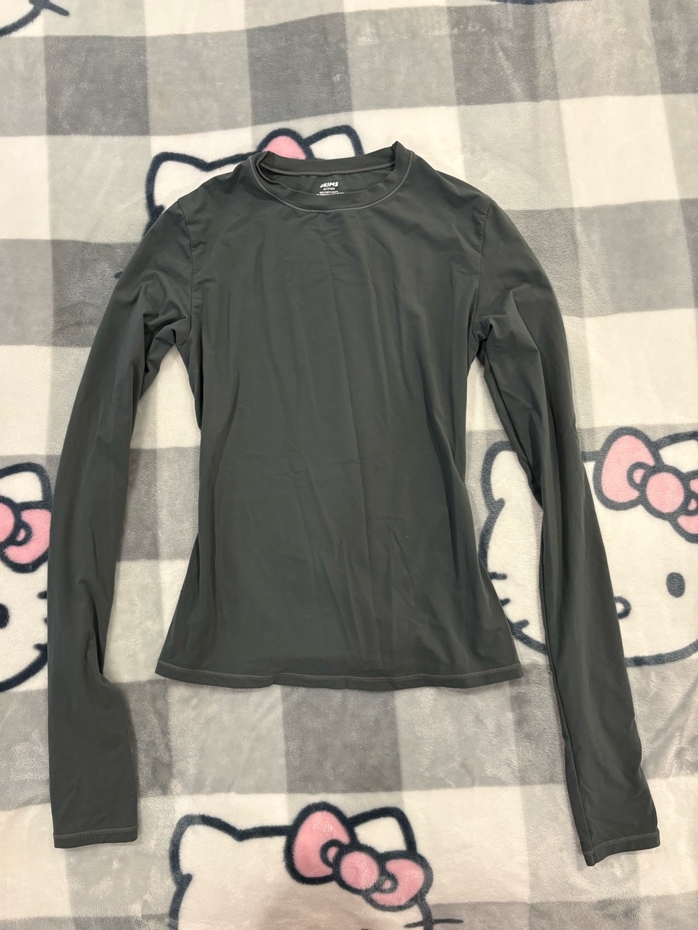 SKIMS Black Fits Everybody Long Sleeve Crew Neck Top